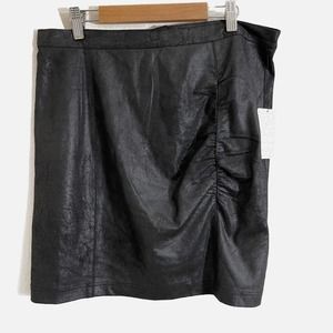 Free People Black Rumi Ruched Mini Skirt